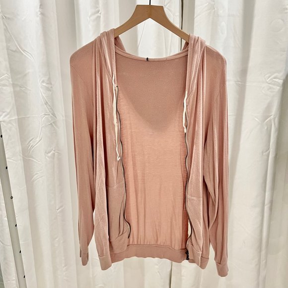 Brandy Melville Blush / Soft Pink Full Zip Hoodie Jacket - Picture 2 of 4